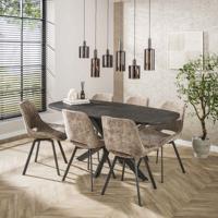LifestyleFurn Deens Ovale Eettafel 'Doria' Metallic, 180 x 90cm