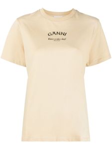 GANNI t-shirt en coton à logo imprimé - Tons neutres