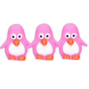 Rubber badeendje/pinguin - 3x - Classic roze - badkamer fun artikelen - size 6 cm - kunststof