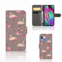 Samsung Galaxy A40 | Telefoonhoesje | Met pasjeshouder | Flamingo