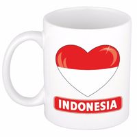 Indonesische vlag hartje theebeker 300 ml - thumbnail