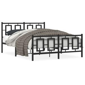 Bedframe met hoofd- en voeteneinde metaal zwart 135x190 cm