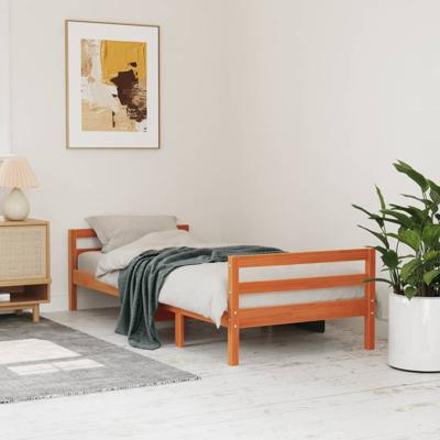 Bedframe zonder matras massief grenenhout wasbruin 75x190 cm