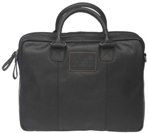 PexKids Lederen laptoptas Santos Luxe, stevig leer Geschikt voor woon-werkverkeer Zwart, Cognac R&K variohaken Unisex