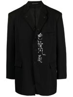 Yohji Yamamoto blazer boutonné à slogan imprimé - Noir - thumbnail