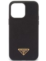 Prada coque d'iPhone 14 Pro Max en cuir - Noir - thumbnail