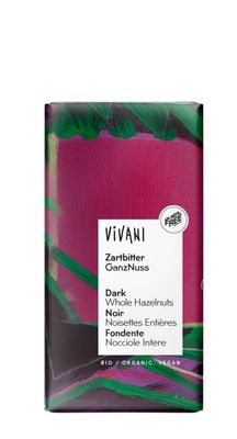 Chocolade puur met hele hazelnoten bio