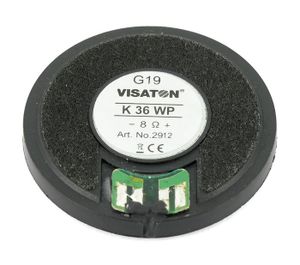 Visaton K 36 WP - 8 Ohm 1.4 inch 3.6 cm Mini-luidspreker 1 W 8 Ω Zwart Kunststof membraan, Vochtbestendig