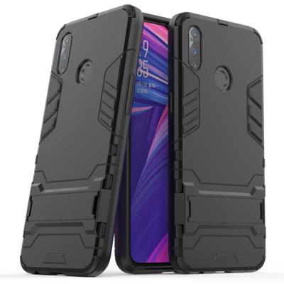 Schokbestendige PC + TPU case met houder voor OPPO Realme 3 (zwart)
