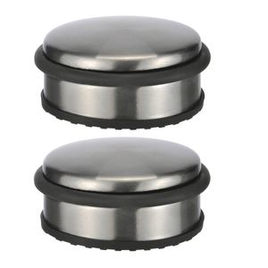 2x stuks deurstoppers rond metaal 10 x 4 cm