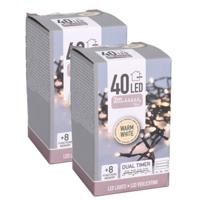 Kerstverlichting - 2x - warm wit - 40 leds - 300 cm -zwart snoer - batterij Kerstverlichting - 2x - warm wit - 40 leds - 300 cm -zwart snoer - batterij
