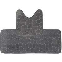 Tendance Badkamer Matten set Pebble - donkergrijs - extra lang - memory foam - microfiber