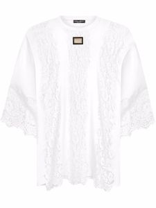 Dolce & Gabbana t-shirt à détail de laçage - Blanc