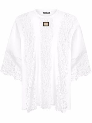 Dolce & Gabbana t-shirt à détail de laçage - Blanc