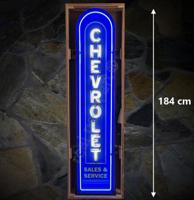 Chevrolet Service Verticale Neon Verlichting XL 36 x 184 cm - Blauw, Wit