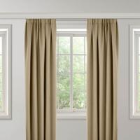 Gordijnen Verduisterend & Isolerend - Haken of Ringen - Beige maat: 250 x 150 cm - materiaal: Polyether - Dekbed-Discounter.nl