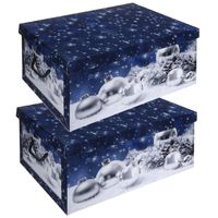 Blauwe kerstballen/kerstversiering opbergbox 49 cm