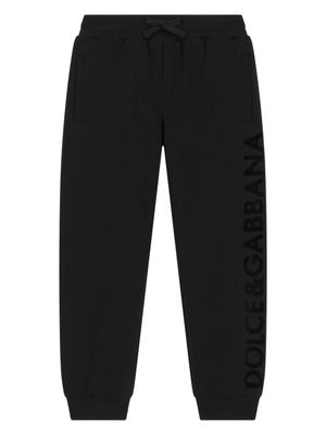 Dolce & Gabbana Kids pantalon de jogging à logo floqué - Noir