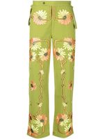 BODE pantalon Victorian à fleurs brodées - Vert