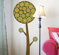 Sticker boom cirkels bloemen