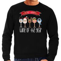 Foute Kersttrui/sweater voor heren - Kerst wijn glazen - zwart - drank/wine Foute Kersttrui/sweater voor heren - Kerst wijn glazen - zwart - drank/wine