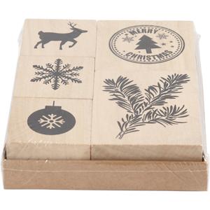 Creativ Company Houten stempelset kerstmis, 5dlg.