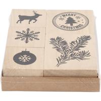 Creativ Company Houten stempelset kerstmis, 5dlg.