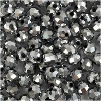 Creativ Company Facet kralen, afm 5x6 mm, gatgrootte 1 mm, metallic grijs, 100 stuk/ 1 doos