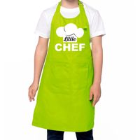 Little chef Keukenschort kinderen/ kinder schort groen voor jongens en meisjes - thumbnail