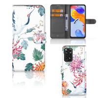 Xiaomi Redmi Note 11 Pro 5G/4G Telefoonhoesje met Pasjes Bird Flowers - thumbnail