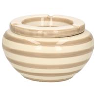 Stormasbak gestreept - beige/wit - Dia 14 cm - keramiek