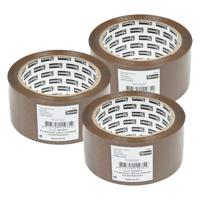 Verpakkingstape - 3x - bruin - 48mm x 66m - verpakkingsbenodigdheden voor kantoor/thuis