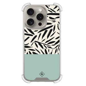 iPhone 15 Pro shockproof hoesje - Abstract mint palms