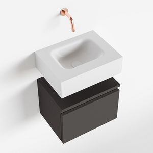 MONDIAZ ANDOR 40cm toiletmeubel dark grey. LEX 40cm wastafel talc midden geen kraangat