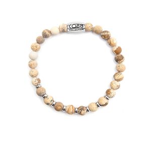 CO88 Collection 8CB-90034 - Natuurstenen armband - Jaspis 6 mm - maat l - beige