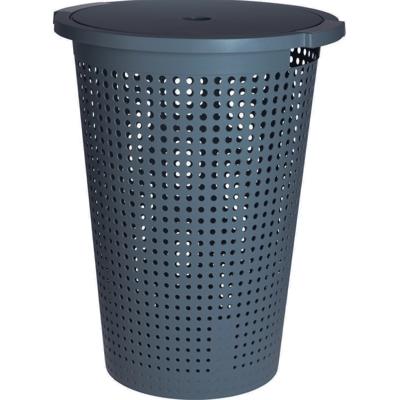 Wasmand met deksel - blauw - 35 liter - 40 x 52 cm - kunststof - rond Wasmand met deksel - blauw - 35 liter - 40 x 52 cm - kunststof - rond