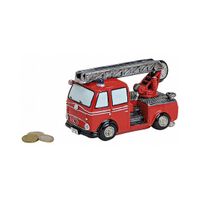 Rode brandweerwagen spaarpot 16 cm - thumbnail