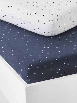 Set met 2 hoeslakens van katoen voor baby's marine grijs