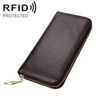 906 Antimagnetic RFID Litchi Texture Women Large Capacity Hand Wallet Purse Phone Bag with Card Slots(Coffee)