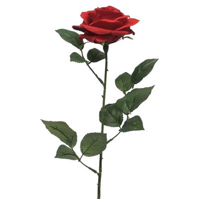 Kunstbloem Roos Dijon - 64 cm - rood - zijde kunstbloemen - Boeket - stelen - rozen