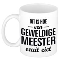 Dit is hoe een geweldige meester eruitziet - Cadeau koffiemok - wit - 300 ml - bedankt