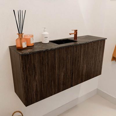 Toiletmeubel Mondiaz Joya Dlux | 90 cm | Meubelkleur Walnut | Faye wastafel Lava Wasbak Midden | 1 kraangat