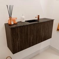 Toiletmeubel Mondiaz Joya Dlux | 90 cm | Meubelkleur Walnut | Faye wastafel Lava Wasbak Midden | 1 kraangat