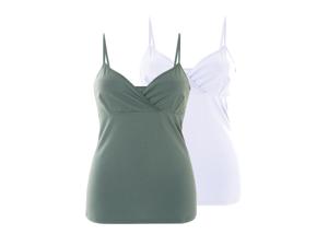 esmara 2 dames voedingstops (olijf/wit, XL (48/50))
