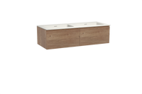 Storke Edge zwevend badmeubel 130 x 52 cm ruw eiken met Mata dubbele wastafel in solid surface - thumbnail