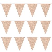 3x stuks glitter vlaggenlijn rose goud van karton 6 meter