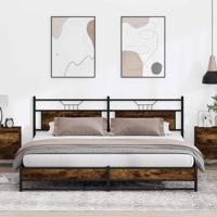 Bedframe zonder matras metaal gerookt eikenkleurig 200x200 cm