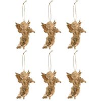 6x Gouden engel met viool kerstversiering hangdecoraties 10 cm - thumbnail