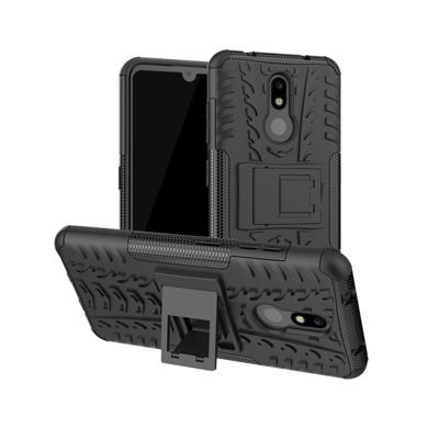 Tire Texture TPU + PC schokbestendig geval voor Nokia 4 2 met houder (zwart)