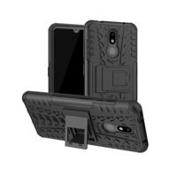 Tire Texture TPU + PC schokbestendig geval voor Nokia 4 2 met houder (zwart)